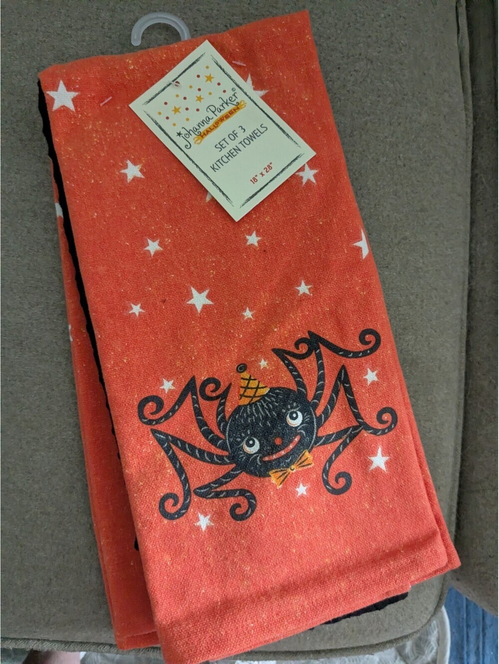 Johanna Parker Set of 3 Halloween Kitchen Towel Black Spider Vintage
